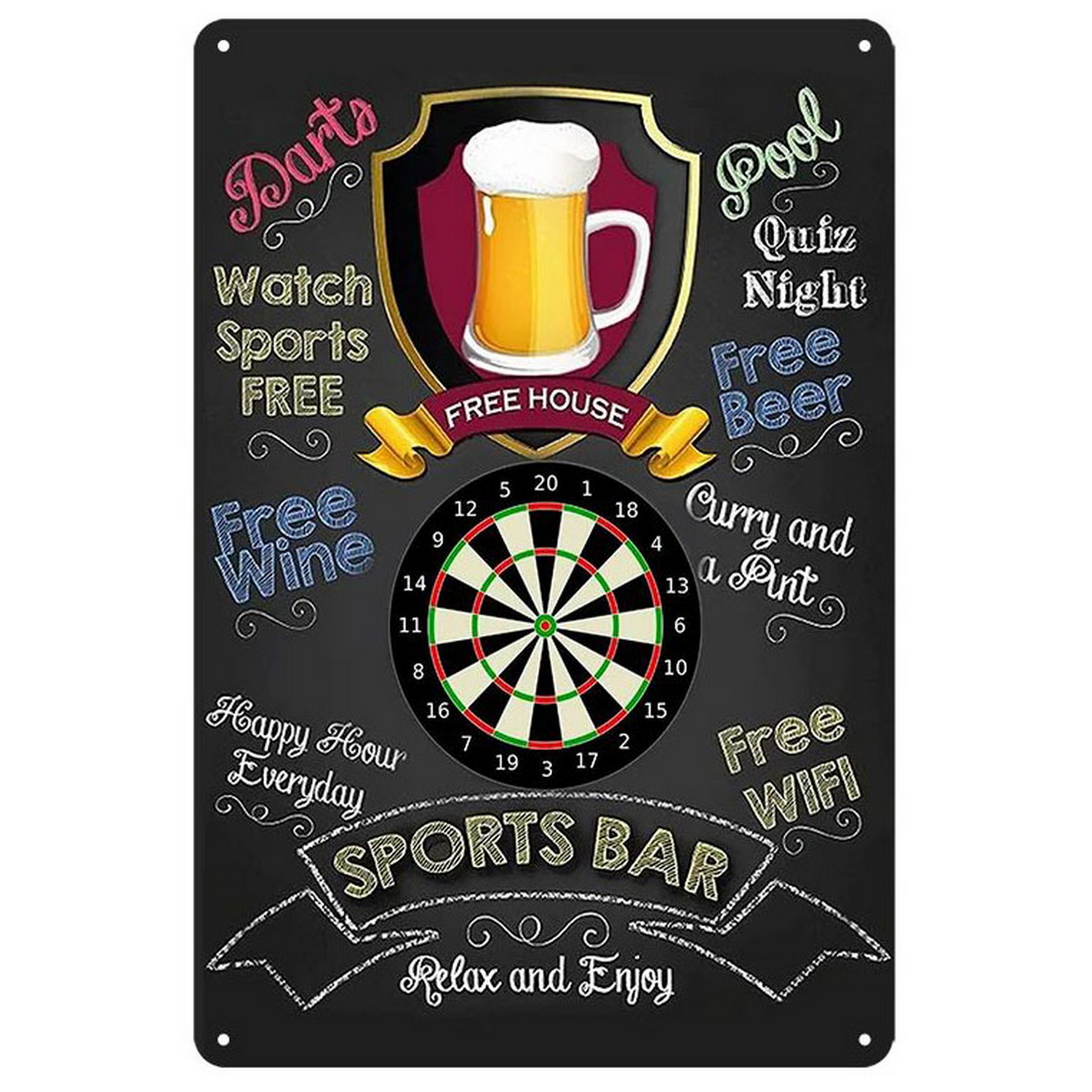 Vintage Darts & Beer Tin Sign, - Vintage Collectible Plates recension och pris