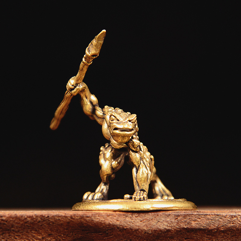 Vintage Brass Frog Warrior Fig - Vintage Collectible Furniture recension och pris